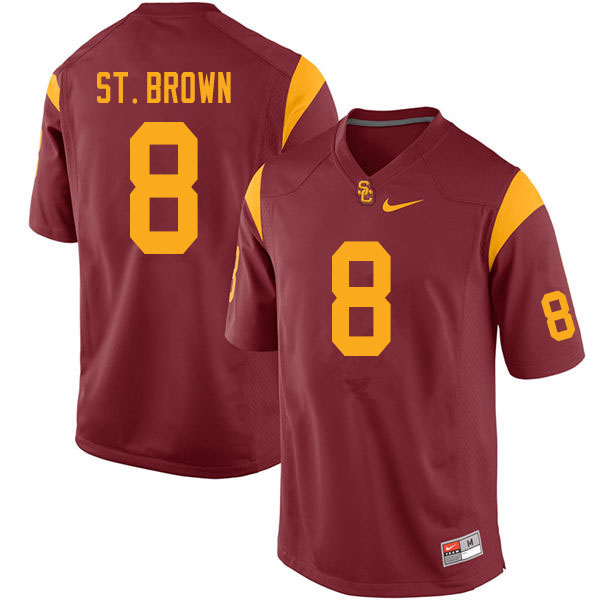 Men #8 Amon-Ra St. Brown USC Trojans College Football Jerseys Sale-Cardinal
